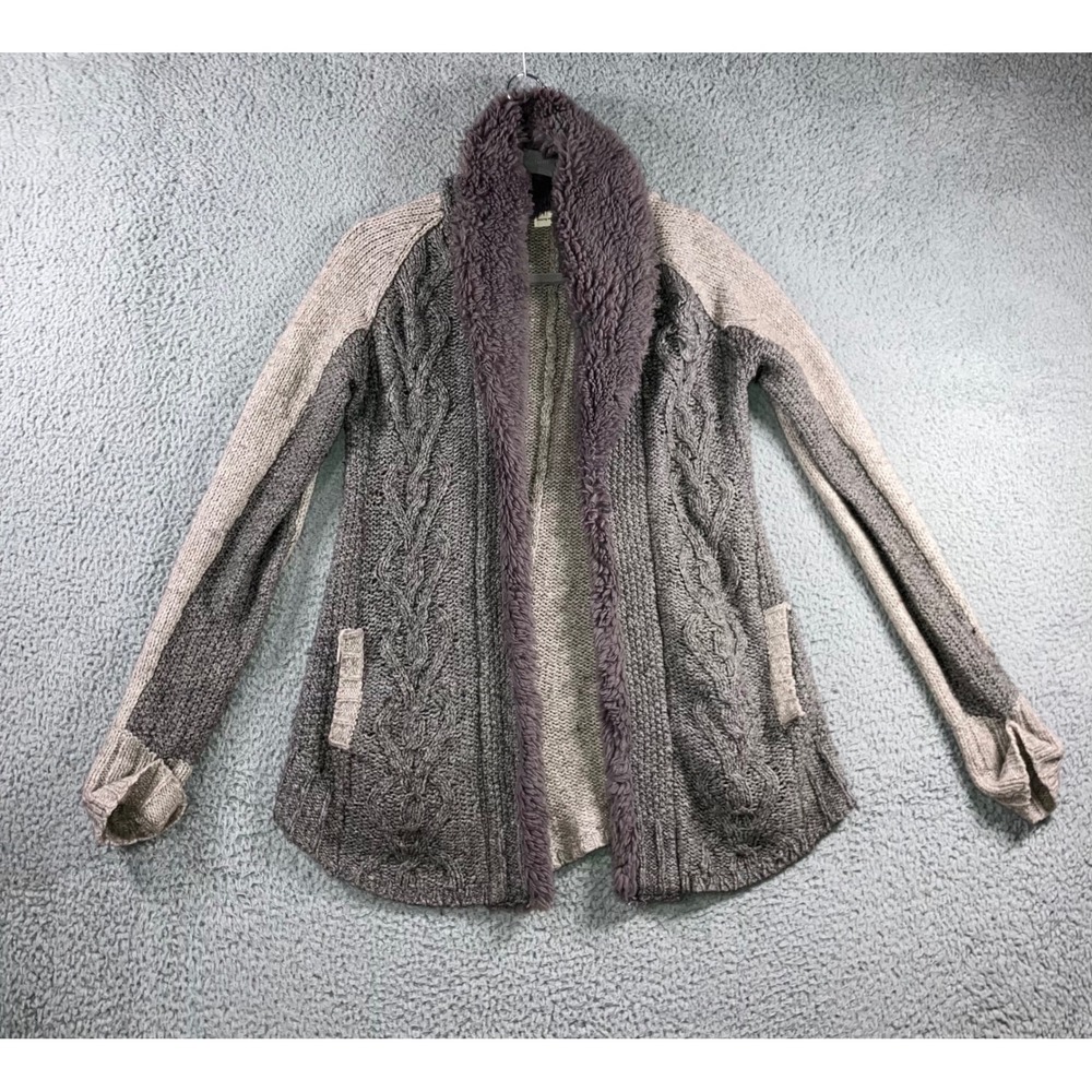 Anthropologie‎ Sleeping on Snow Cardigan Sweater Women Small Cable Knit Open